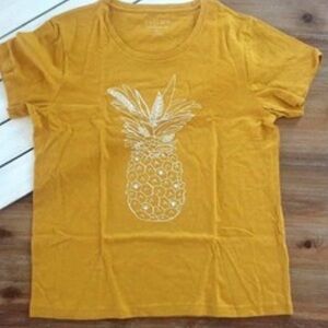 J. Crew Mustard Sequined Pineapple Collector Tee